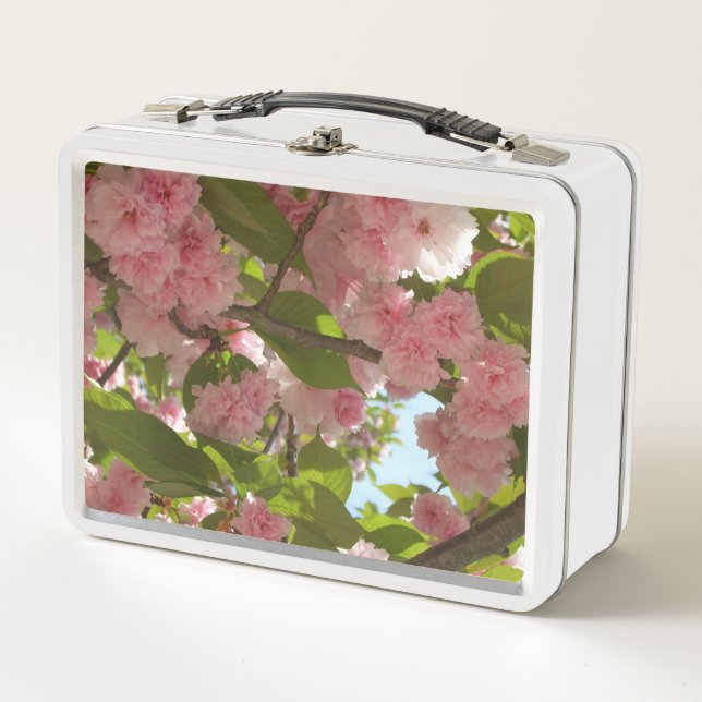 Double Blossoming Cherry Tree III Spring Floral Metal Lunch Box (Front)