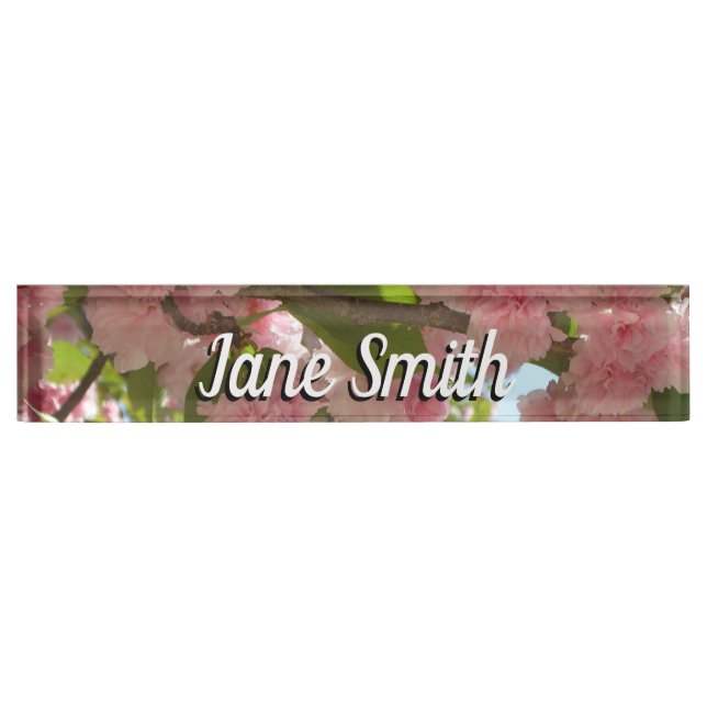 Double Blossoming Cherry Tree III Spring Floral Nameplate (Front)