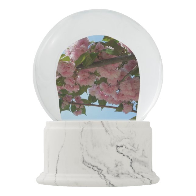 Double Blossoming Cherry Tree IV Spring Snow Globe (Front)