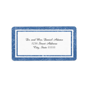 Double Blue Glitter Trim - Address Label