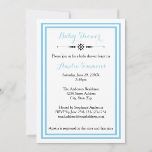 Double Blue Trim  - 5x7 Baby Shower Invitation