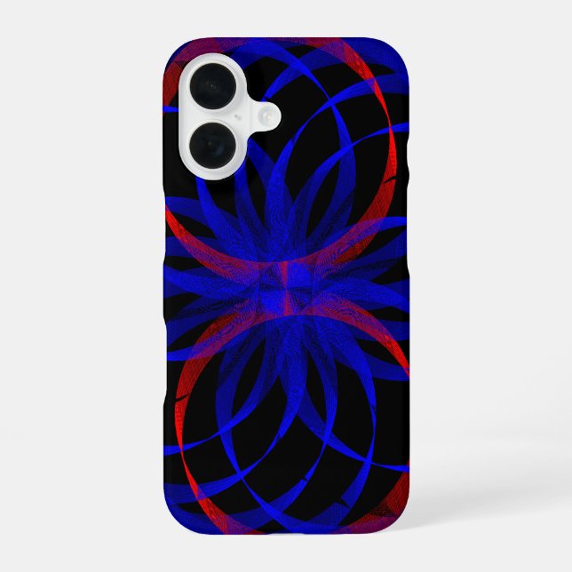 Double Blueberry Color Geometric iPhone 16 Case (Back)