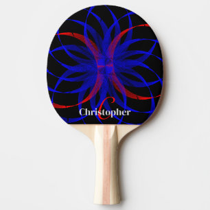 Double Blueberry Color Geometric Ping Pong Paddle