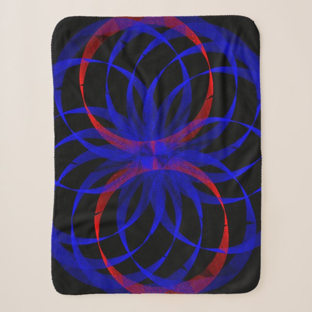 Double Blueberry Color Geometric Sherpa Blanket (Front)