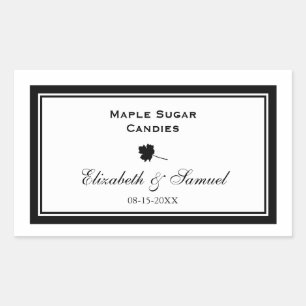 Double border maple leaf wedding reception candy rectangular sticker