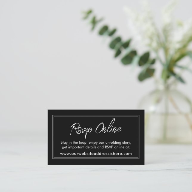 Double-Bordered Black RSVP Online Enclosure Card (Standing Front)