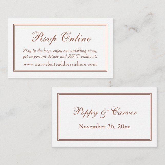 Double-Bordered Terracotta RSVP Online Enclosure Card (Front/Back)
