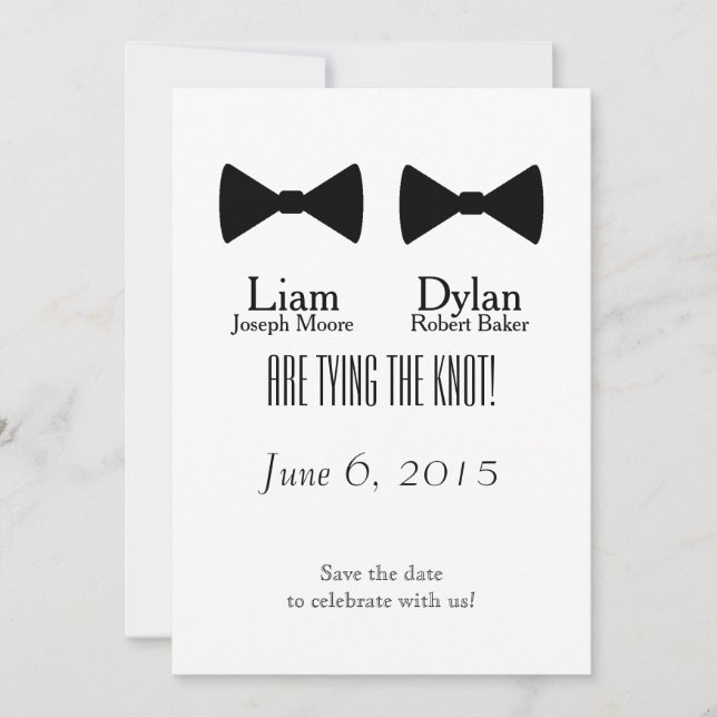 "Double Bow Ties" Save the Dates Save The Date (Front)