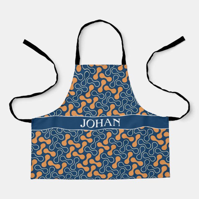 Double Bubble Blue Yellow Minimal Pattern Apron (Front)