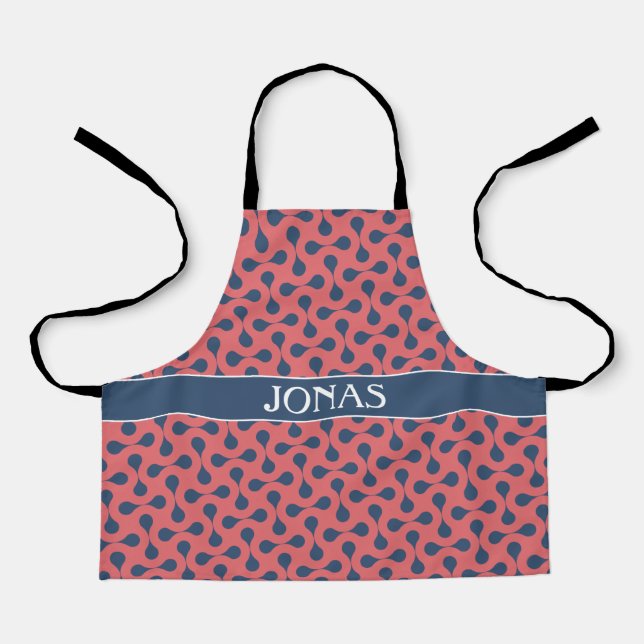 Double Bubble Peach Blue Minimal Pattern Apron (Front)