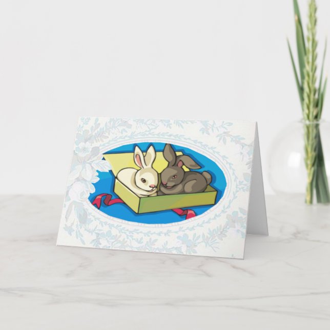 Double Bunny Gift Easter Card (Front)
