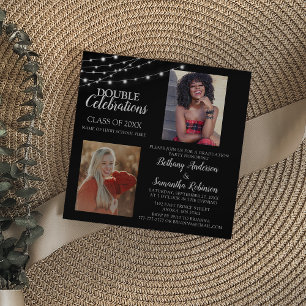 Double Celebration 2 Photo Graduation Invitation