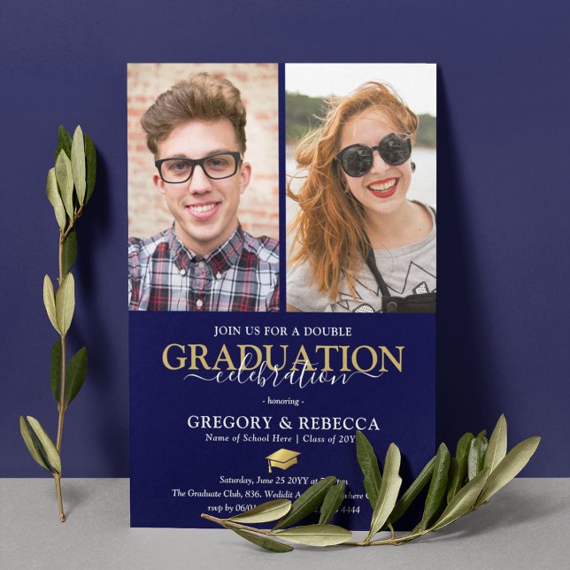 Double Celebration Graduation Party Graduate Photo Invitation (Creator Uploaded)