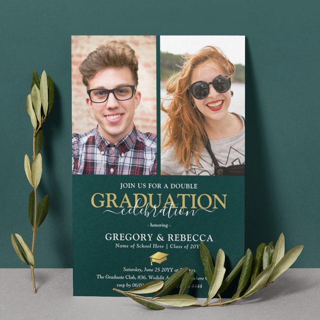 Double Celebration Graduation Party Graduate Photo Invitation (Creator Uploaded)
