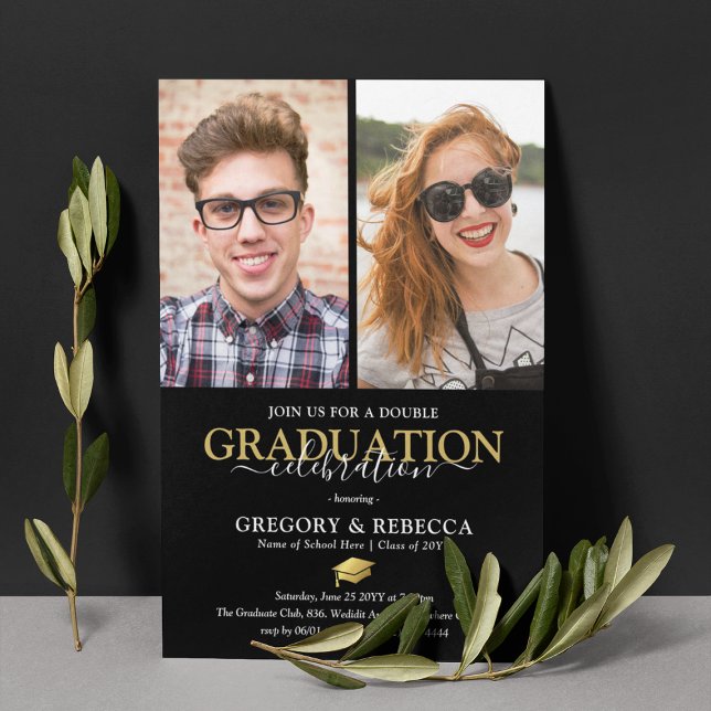 Double Celebration Graduation Party Graduate Photo Invitation (Creator Uploaded)