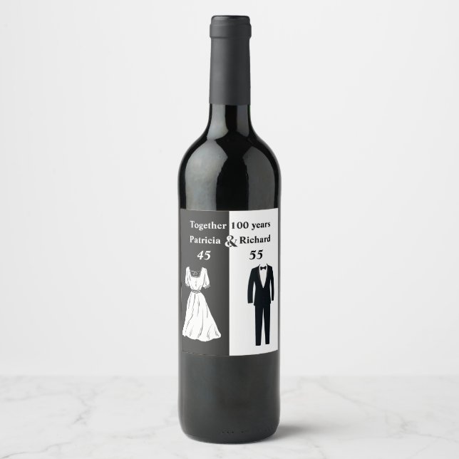 Double Celebration Joint Birthday 100 Year Wine Label (Front)
