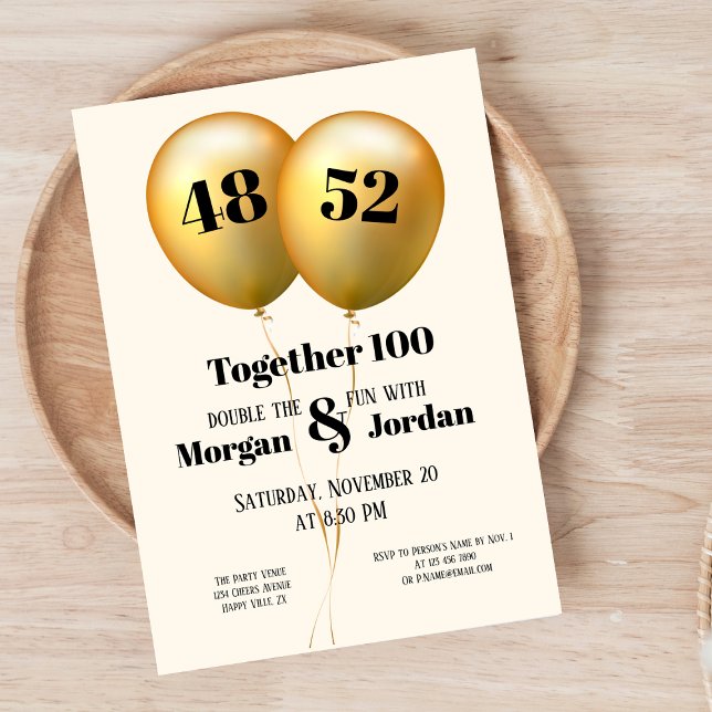 Double Celebration Joint Birthday Gold and Black Invitation (Creator Uploaded)