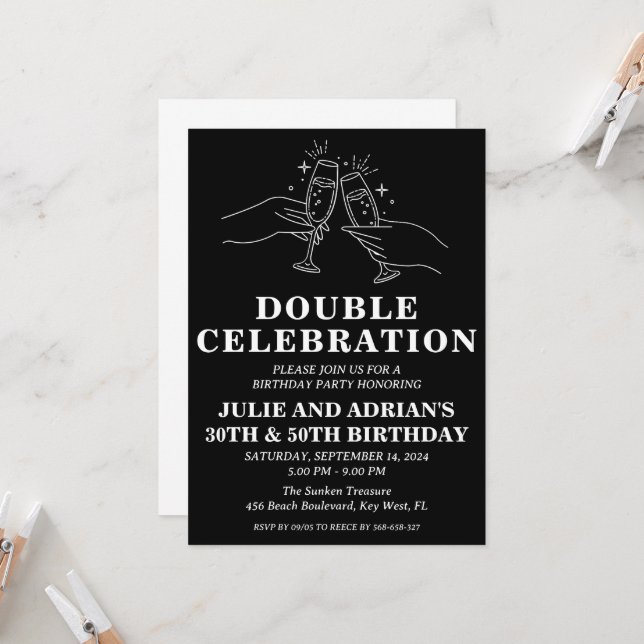 Double celebration joint birthday party invitation (Front/Back In Situ)