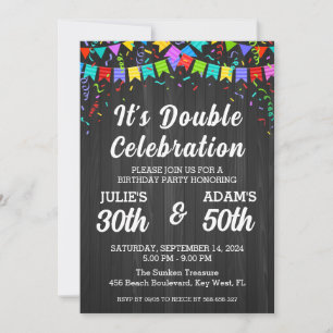 Double celebration joint birthday party invitation