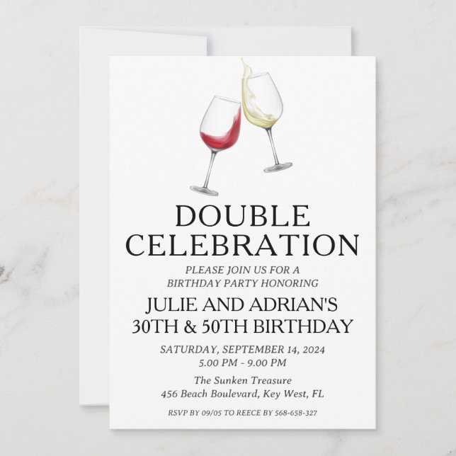 Double celebration joint birthday party invitation (Front)