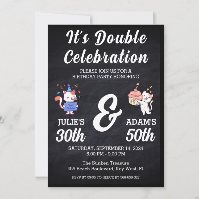 Double celebration joint birthday party invitation (Front)