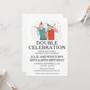 Double celebration joint birthday party invitation