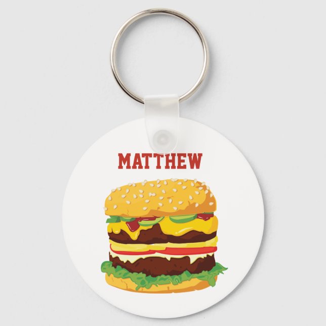 Double Cheeseburger Personalised Keychain (Front)