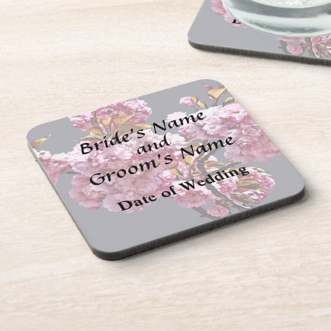 Double Cherry Blossom Branches Wedding Products Coaster (Left Side)