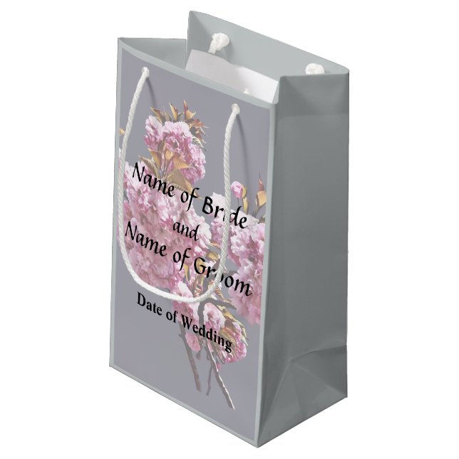 Double Cherry Blossom Branches Wedding Products Small Gift Bag (Back Angled)