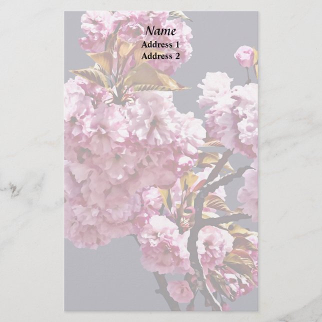 Double Cherry Blossom Branches Wedding Products Stationery (Front)