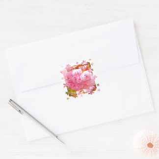 Double Cherry Blossom: Sato-zakura Square Sticker