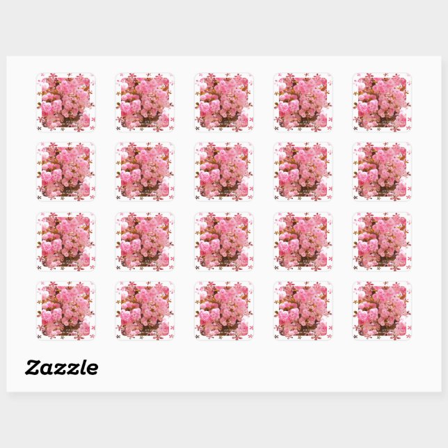 Double Cherry Blossom: Sato-zakura Square Sticker (Sheet)
