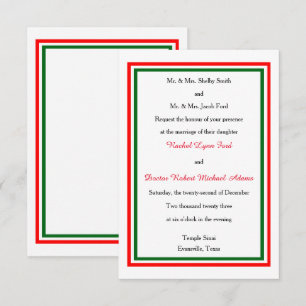 Double Christmas Trim - 3x5 Wedding Invitation