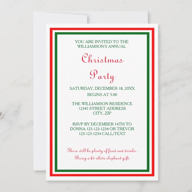 Double Christmas Trim -5x7 Christmas Party Invite (Front)