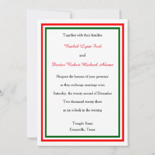 Double Christmas Trim -5x7 Wedding Invitation