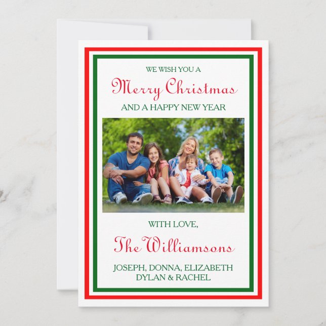 Double Christmas Trim Photo - 5x7 Christmas Card (Front)