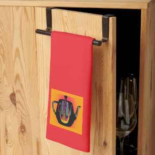 Double Coffee Pot Red  Tea Towel