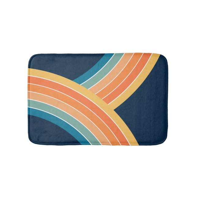 Double colourful retro style rainbow bath mat (Front)