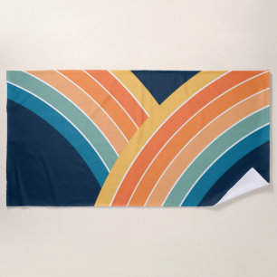Double colourful retro style rainbow beach towel