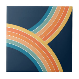 Double colourful retro style rainbow ceramic tile