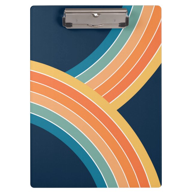 Double colourful retro style rainbow clipboard (Front)