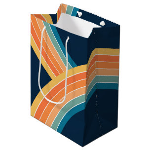 Double colourful retro style rainbow medium gift bag