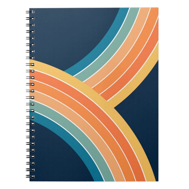 Double colourful retro style rainbow notebook (Front)