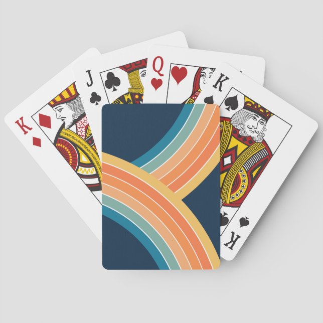 Double colourful retro style rainbow playing cards (Back)