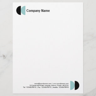 Double Crescents - Black and Lt Blue Green Custom Letterhead