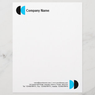 Double Crescents - Black and Sky Blue Custom Letterhead