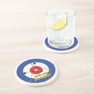 "Double" Curler's  Sandstone Coaster - (Blue)
