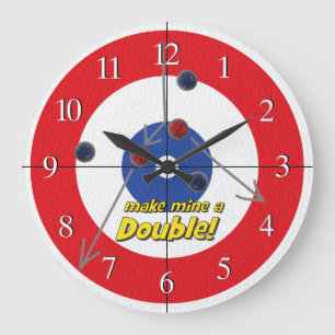 "Double" Curling Bar Clock - (Red)