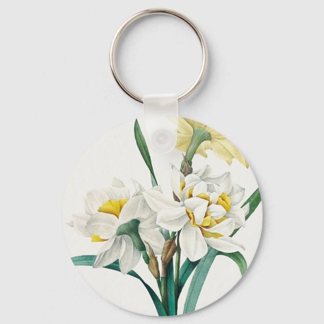 Double Daffodil,  Pierre-Joseph Redouté, 1827 Key Ring (Front)