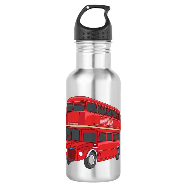 Double-decker bus cartoon illustration  532 ml water bottle (Front)